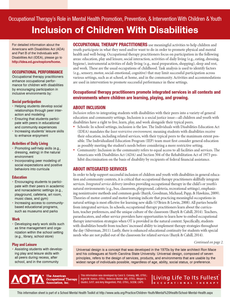 Inclusion of Children With Disabilities 20150128 | PDF | Inclusion ...