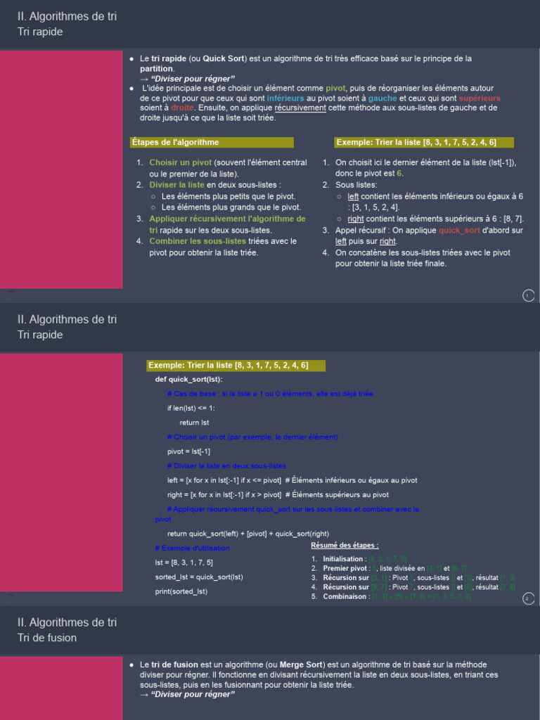Algorithme de tri rapide en Python | PDF | Algorithmes et structures de ...