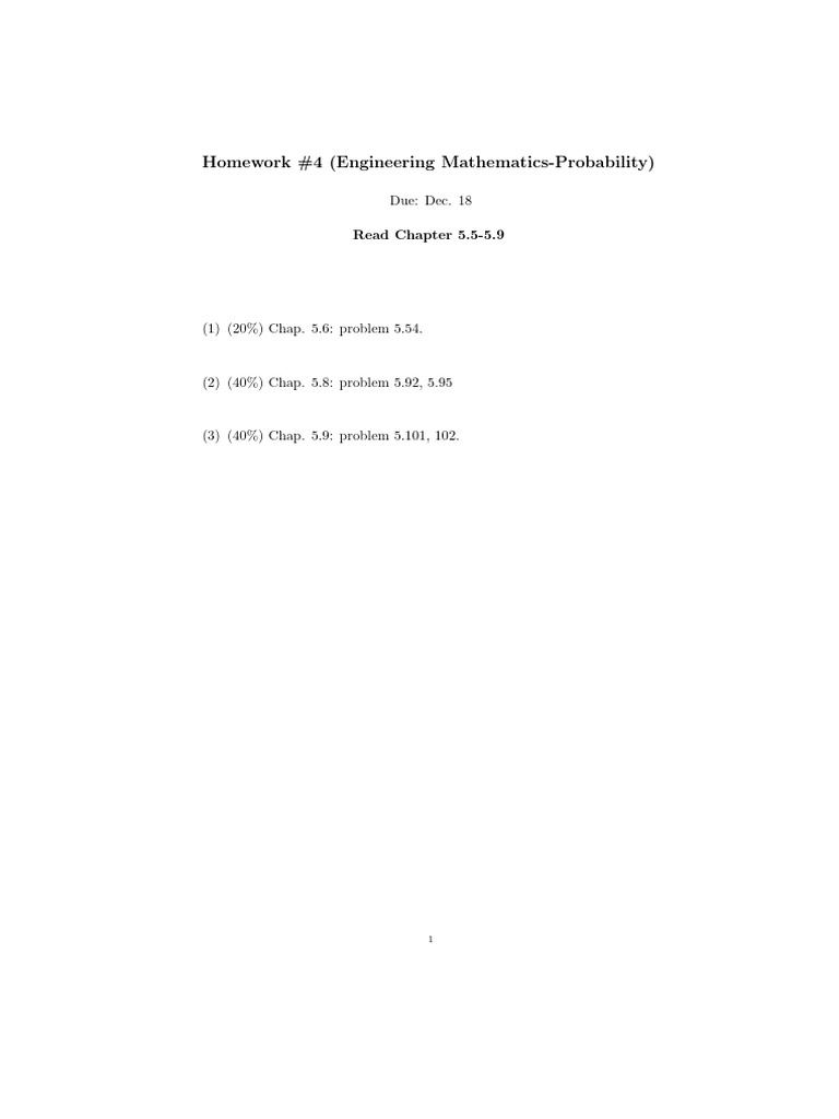 Engineering Math Probability Homework | PDF