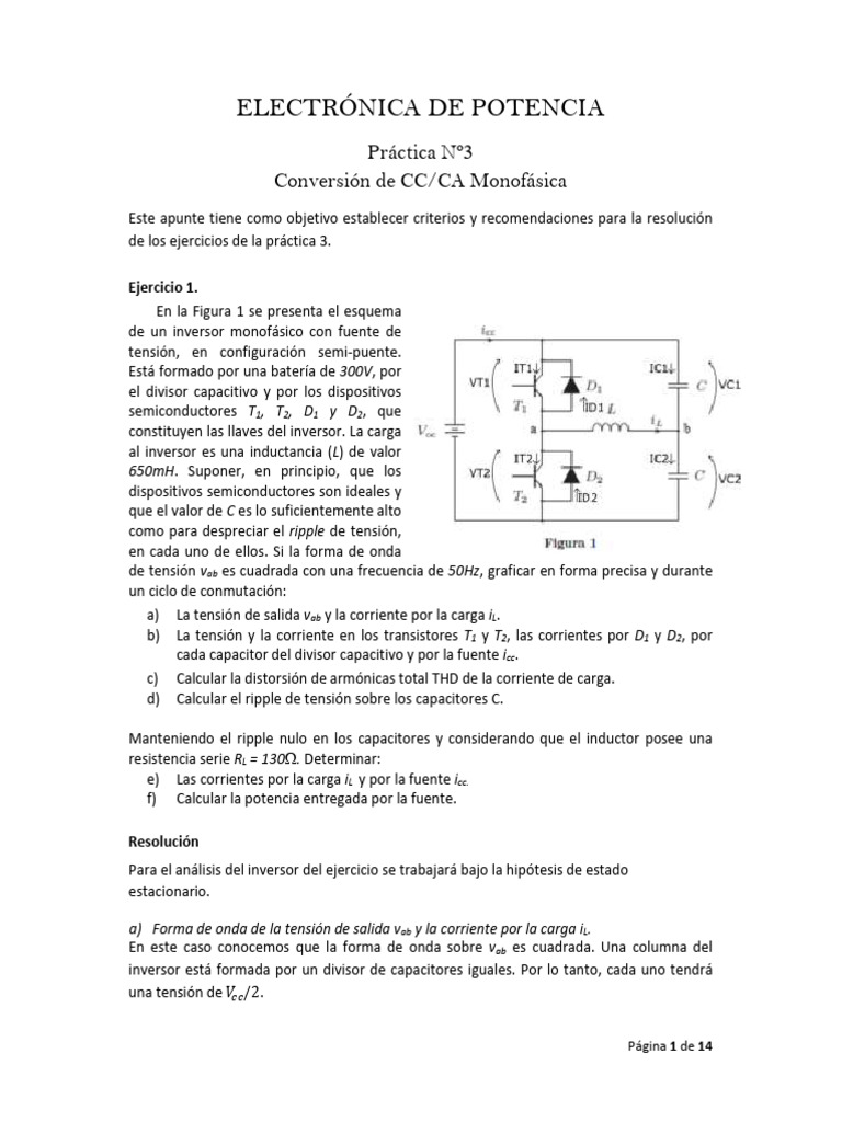 TP3 Pautas Para La Resoluci n PDF Inversor De Energia Condensador