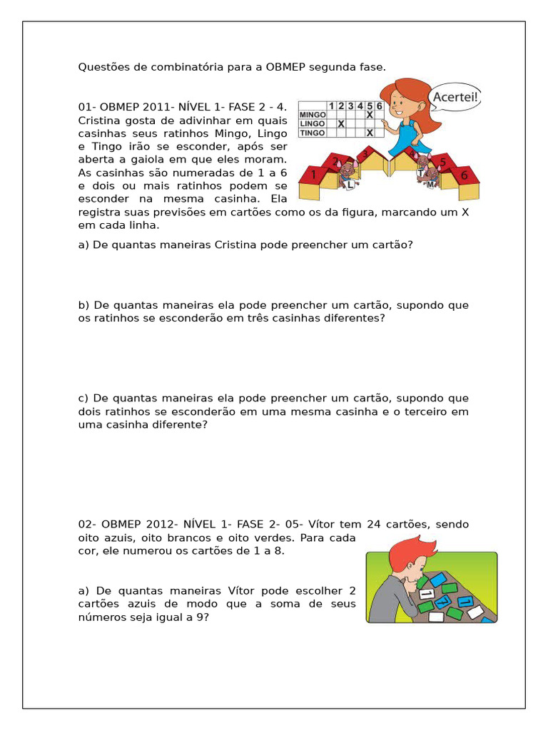 Combinatória OBMEP: Questões e Soluções | PDF | Polígono