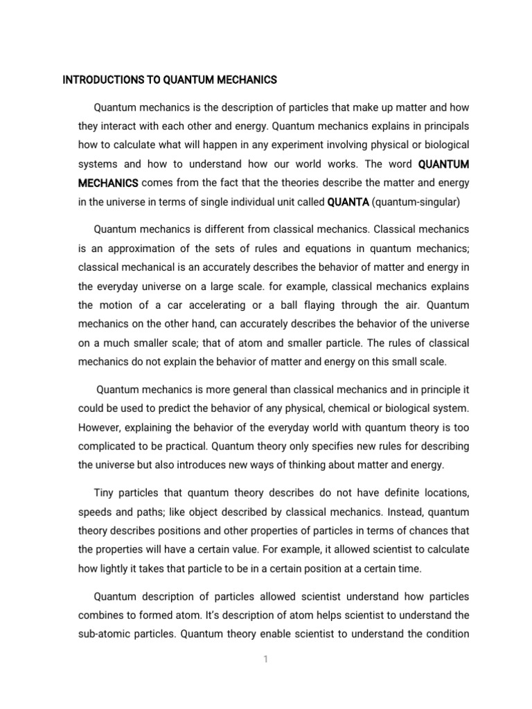 Introduction to Quantum Mechanics | PDF