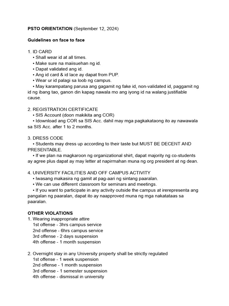 PSTO Orientation | PDF