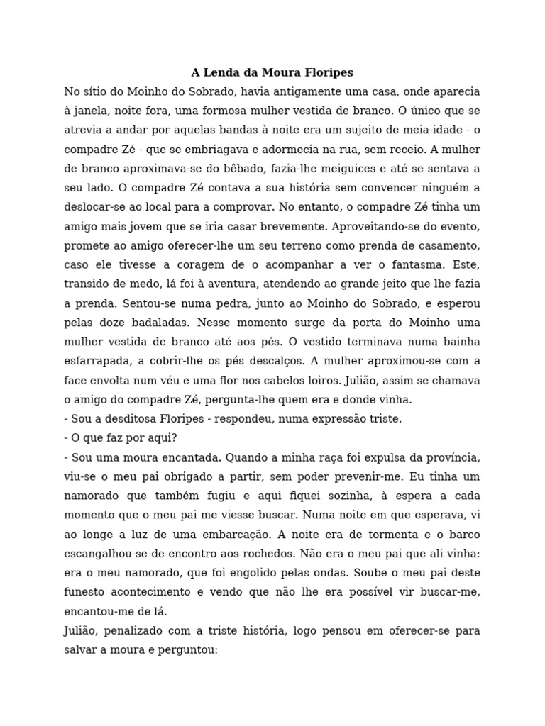 Lenda da Moura Floripes e Seus Mistérios | PDF