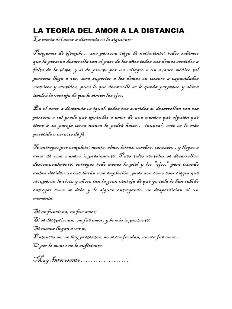 La Teoría Del Amor A Distancia | PDF
