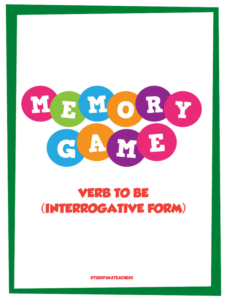 Memory Game Verb To Be Forma Interrogativa Pdf