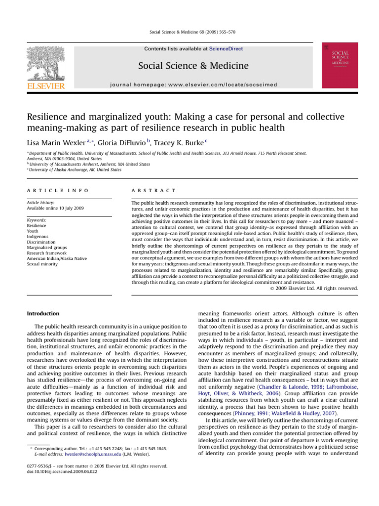 Resilience in Marginalized Youth | PDF | Psychological Resilience ...