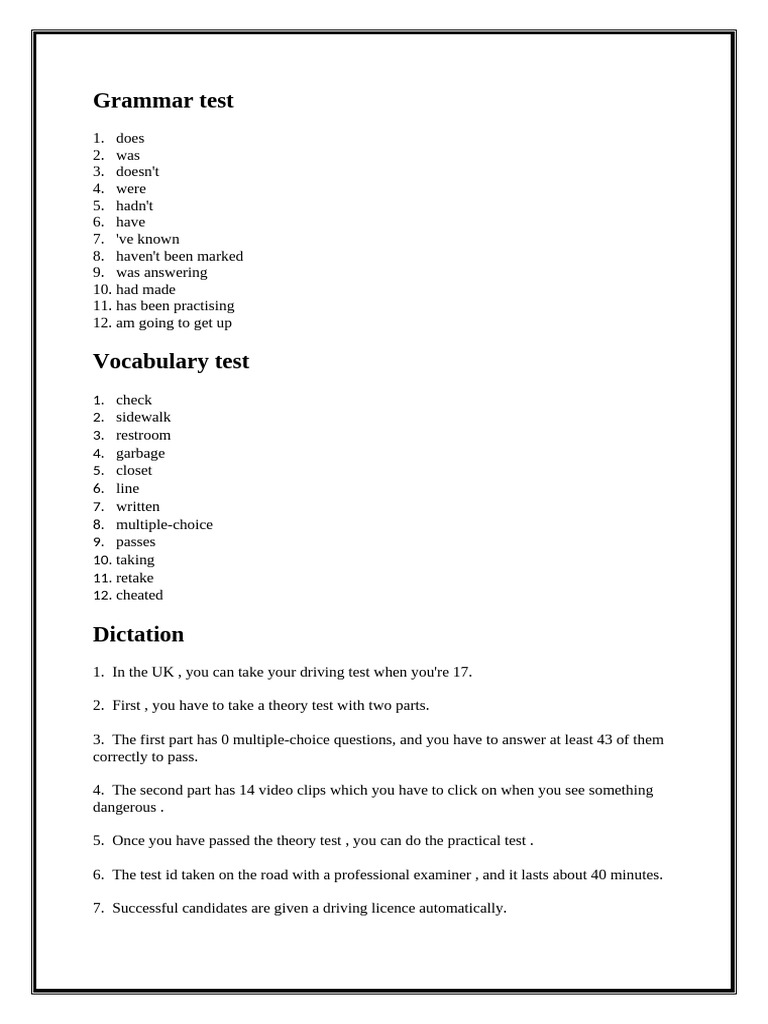 English Language Practice Test | PDF