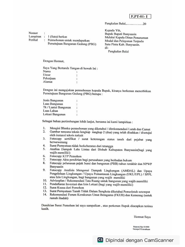 Formulir PBG | PDF