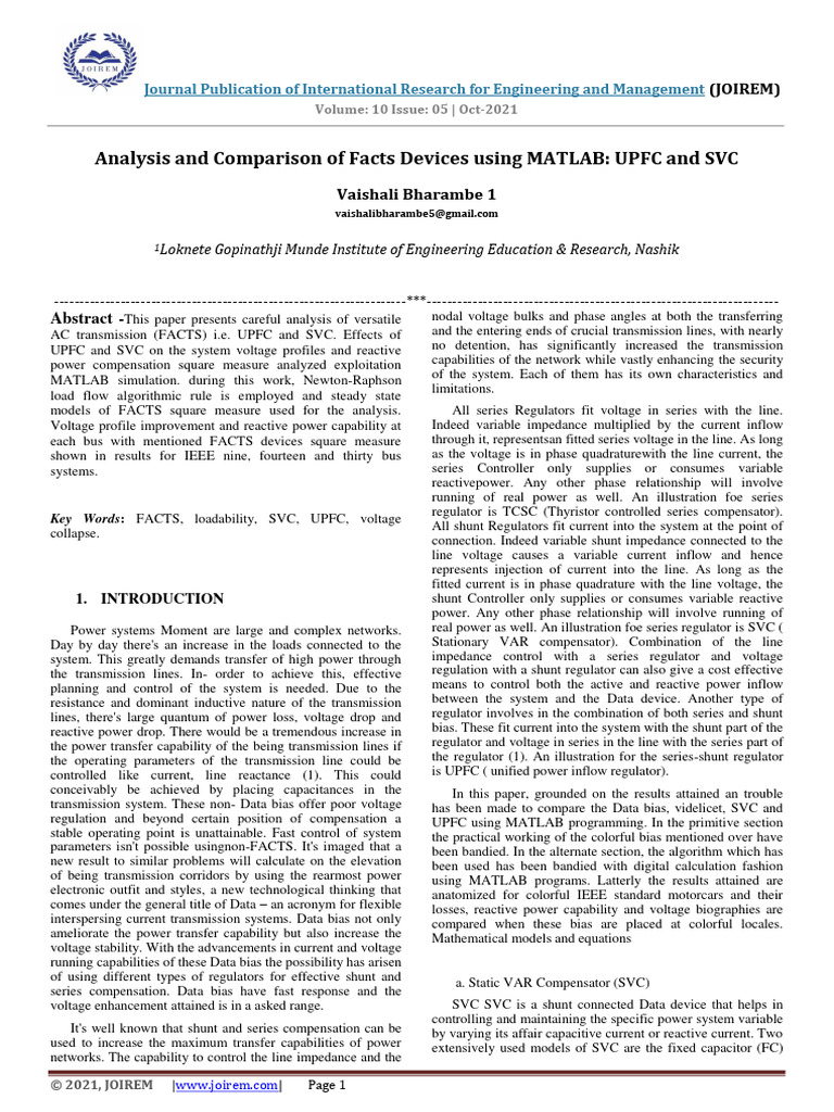 MATLAB Analysis of FACTS Devices | PDF | Ac Power | Electricity