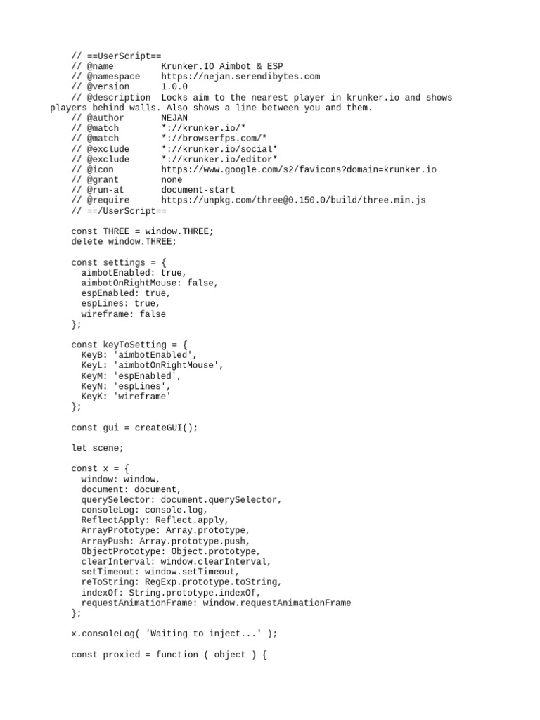 Krunker.IO Aimbot and ESP Script | PDF | Design | Software Engineering