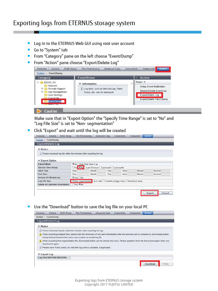 ExportingLogsETERNUS EN | PDF