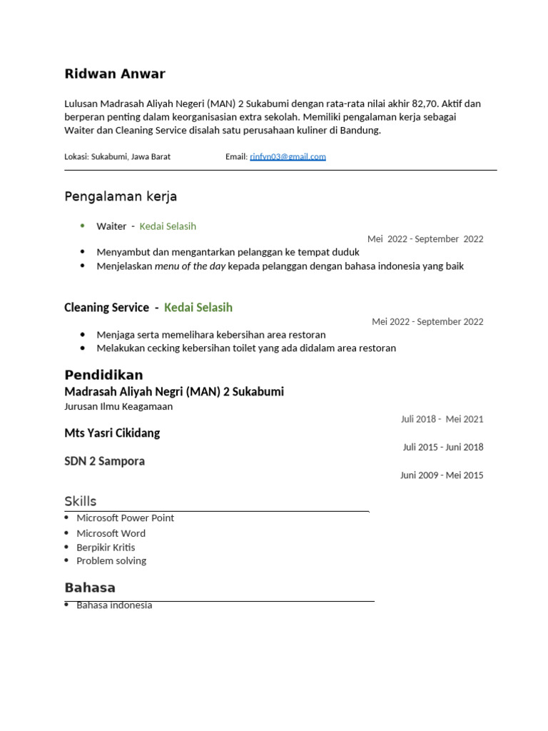 Ridwan Anwar CV | PDF
