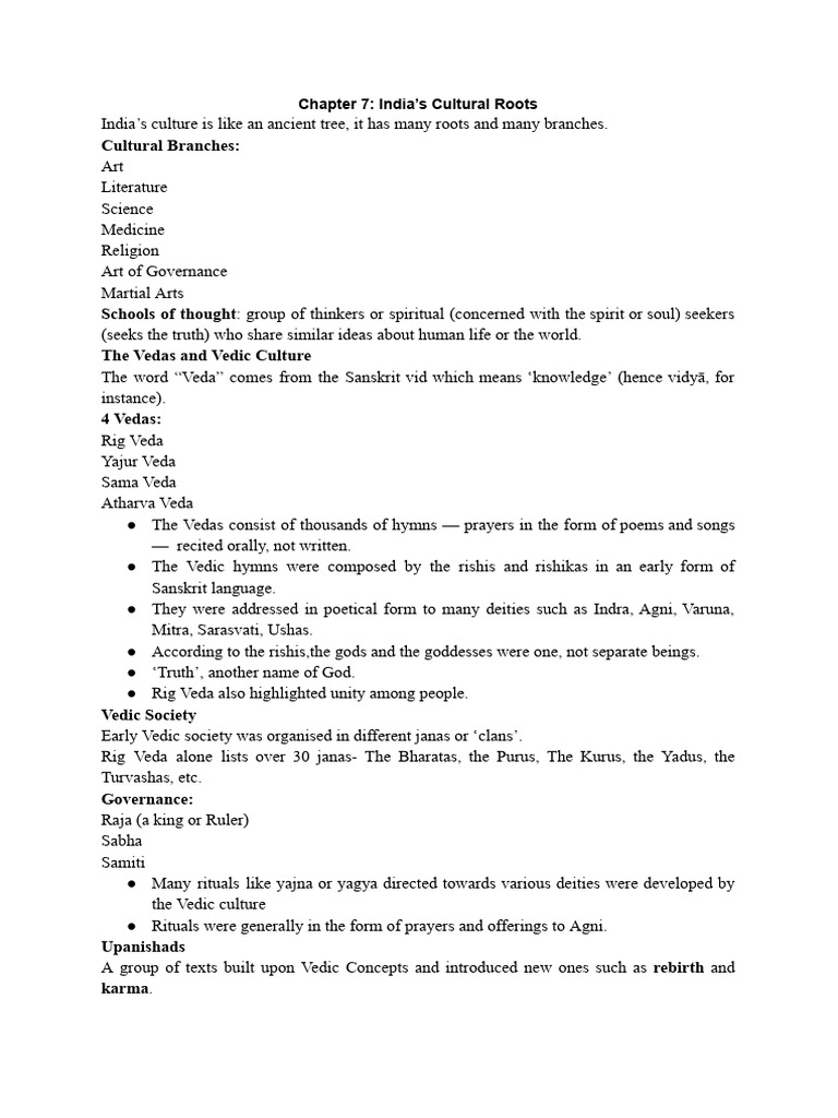 Chapter 7 - India's Cultural Roots (Module 1) | PDF | Vedas | Brahman
