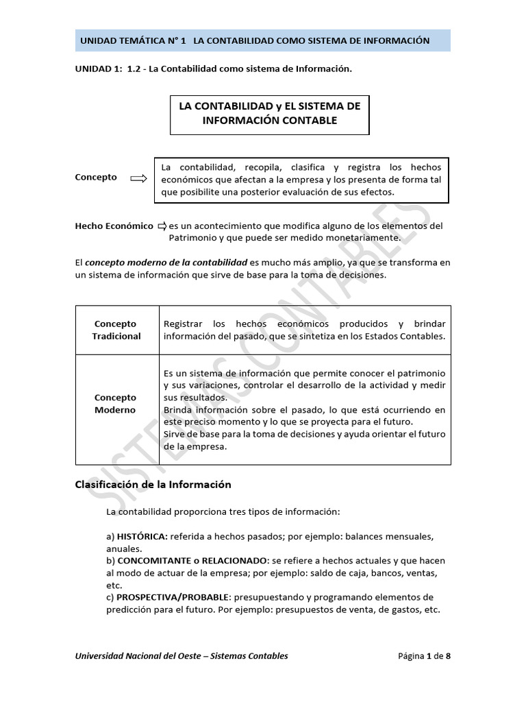 UNIDAD #1 - La Contabilidad Como Sistema de Información. | PDF ...