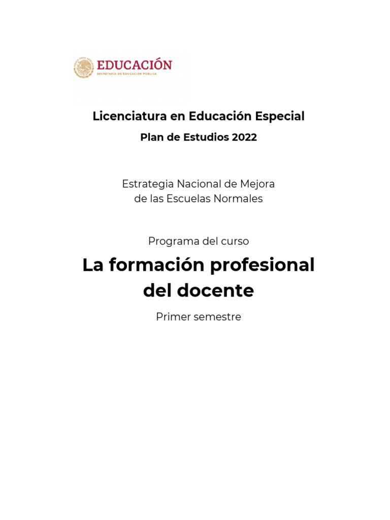 Plan de Estudios Licenciatura Educación Especial 2022 | PDF | Plan de ...