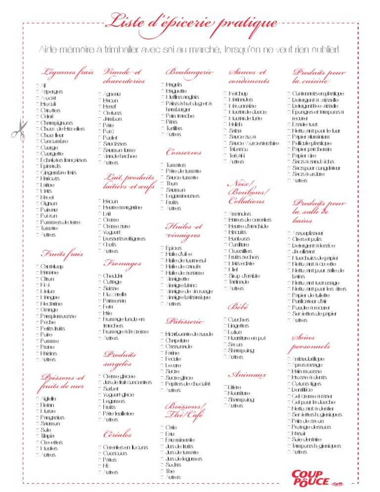 Epicerie Liste Complete Pdf Sauce Nourritures