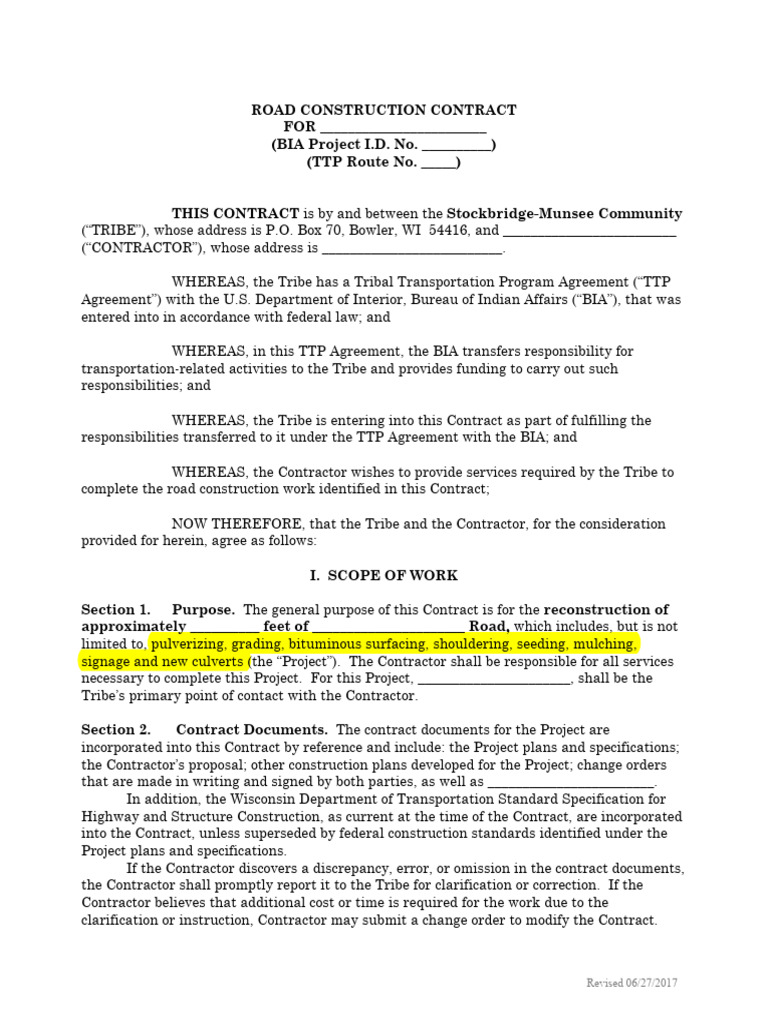 K Road Construction Template | PDF | Indemnity | Employment