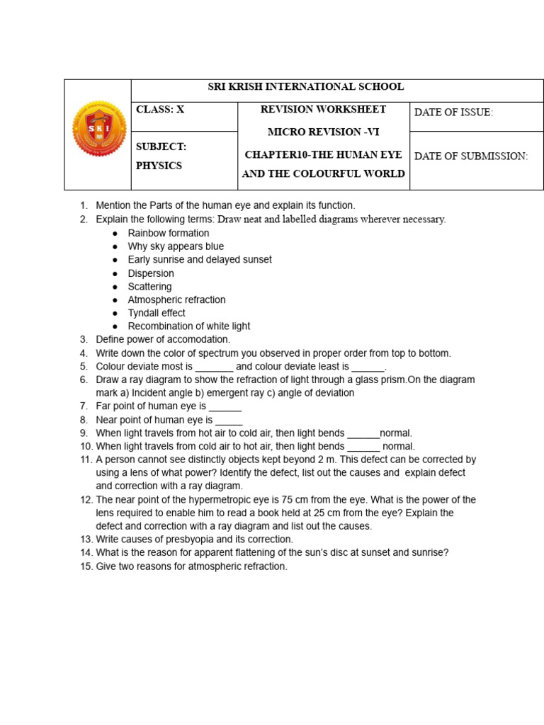 MR6 Worksheet | PDF