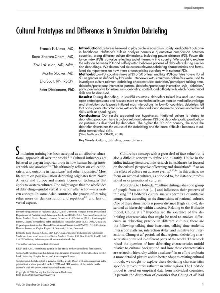 Cultural Prototypes and Differences in Simulation Debriefing | PDF ...