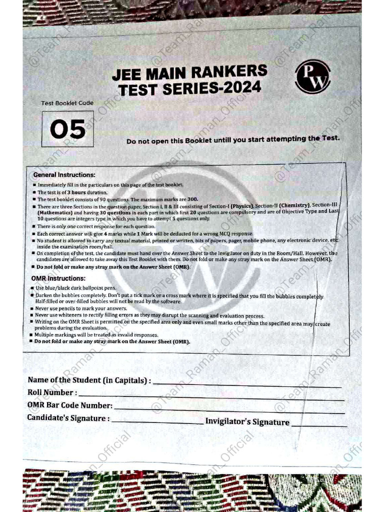 Test Paper 05 JMRTS 2024 | PDF