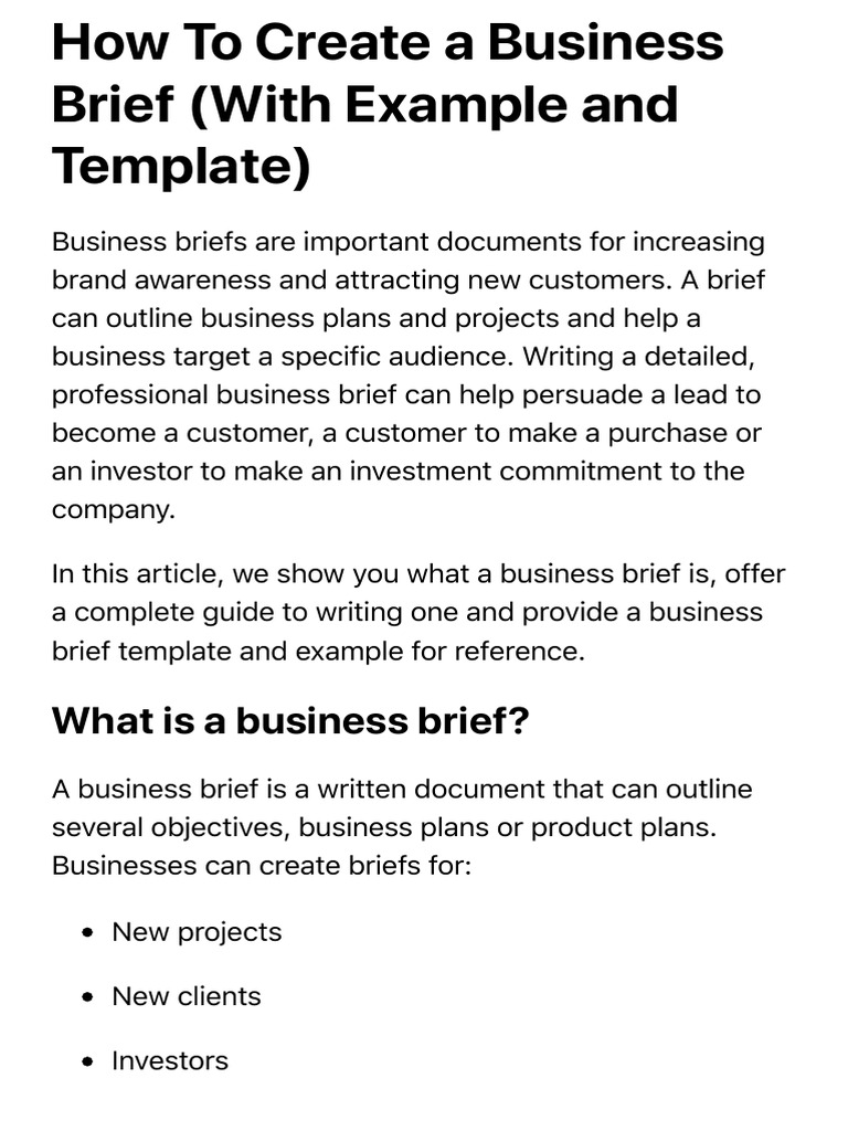 How to Create a Business Brief (With Example and Template) | Indeed.com ...