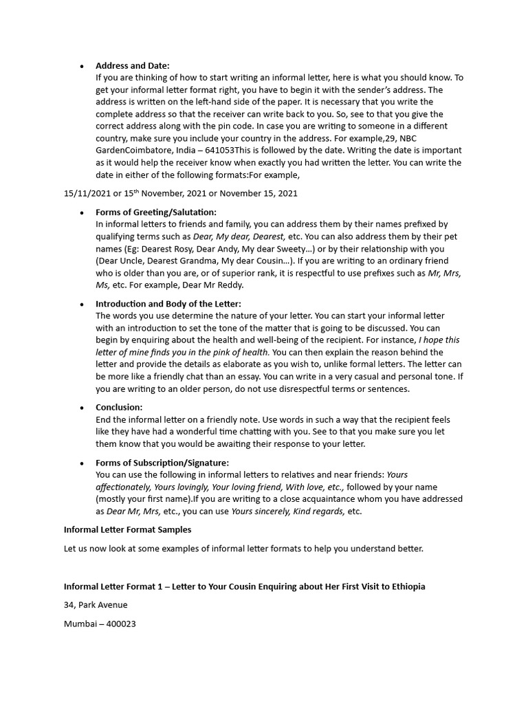 Letter Format CBSE | PDF
