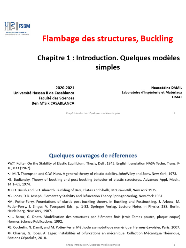 Flambage des structures : Modèles simples | PDF | Flexion (matériau ...