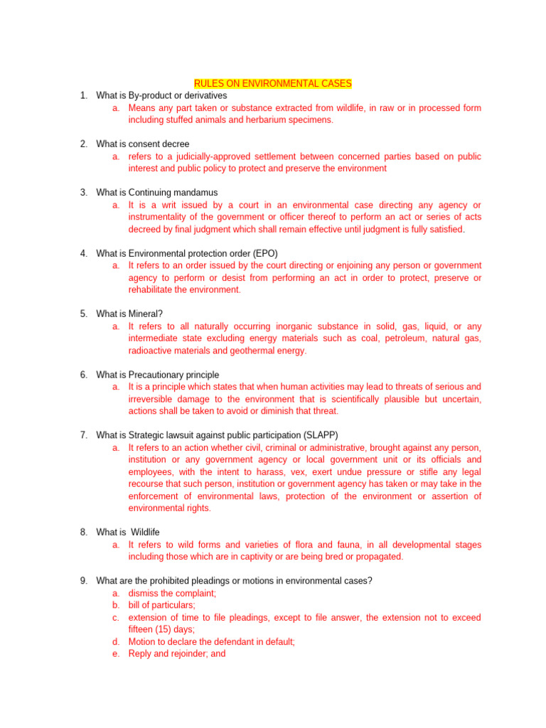 Environmental Case Rules Explained | PDF | Mandamus | Lawsuit