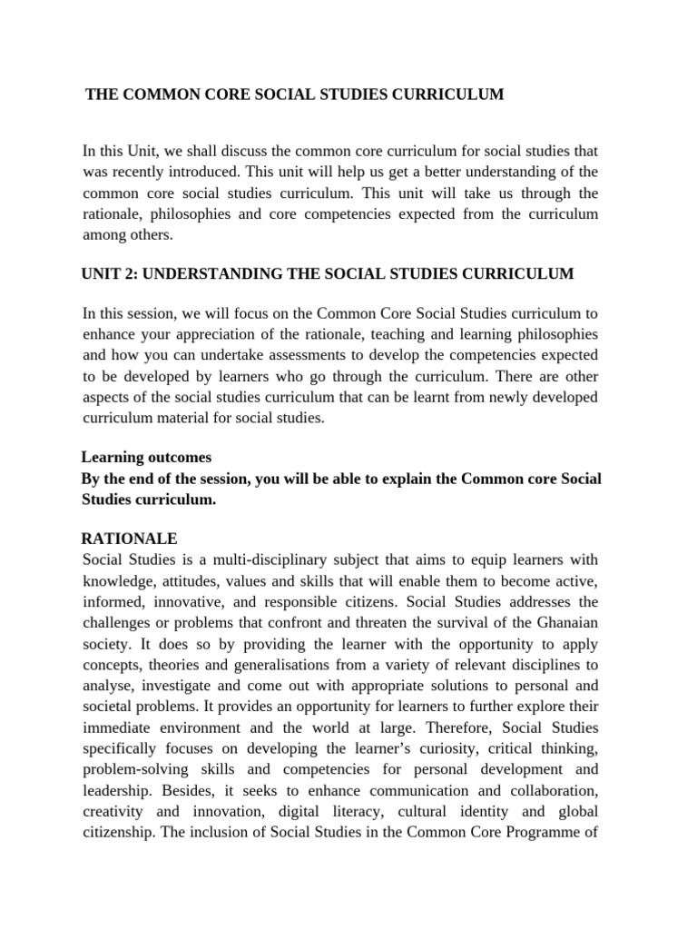 Common core curriculum social studies pdf educational assessment