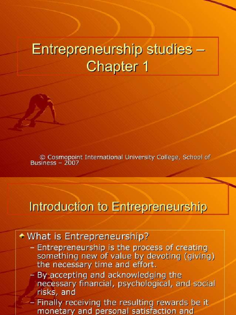 Slides Chapter No 1 Downloaded Entrepreneurship | PDF