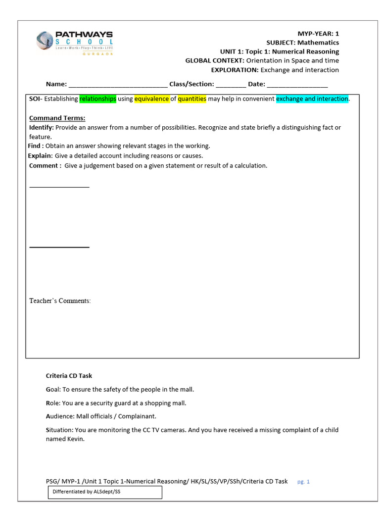 (D) Maths Unit 1 Topic 1 - Criteria C D Task (Oct) | PDF | Mathematics ...