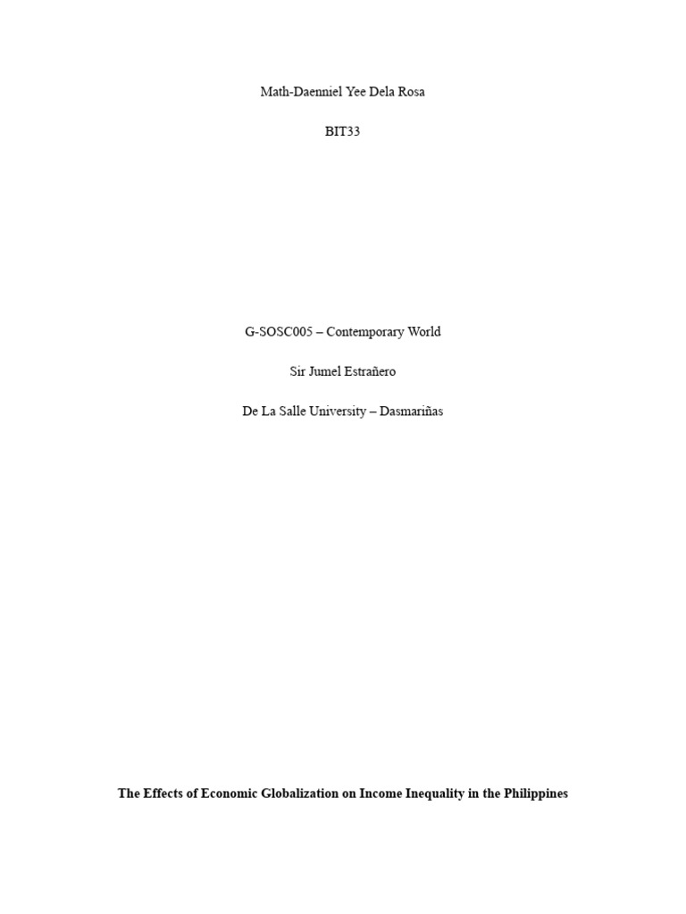 Globalization's Impact on PH Income Inequality | PDF | Economic ...