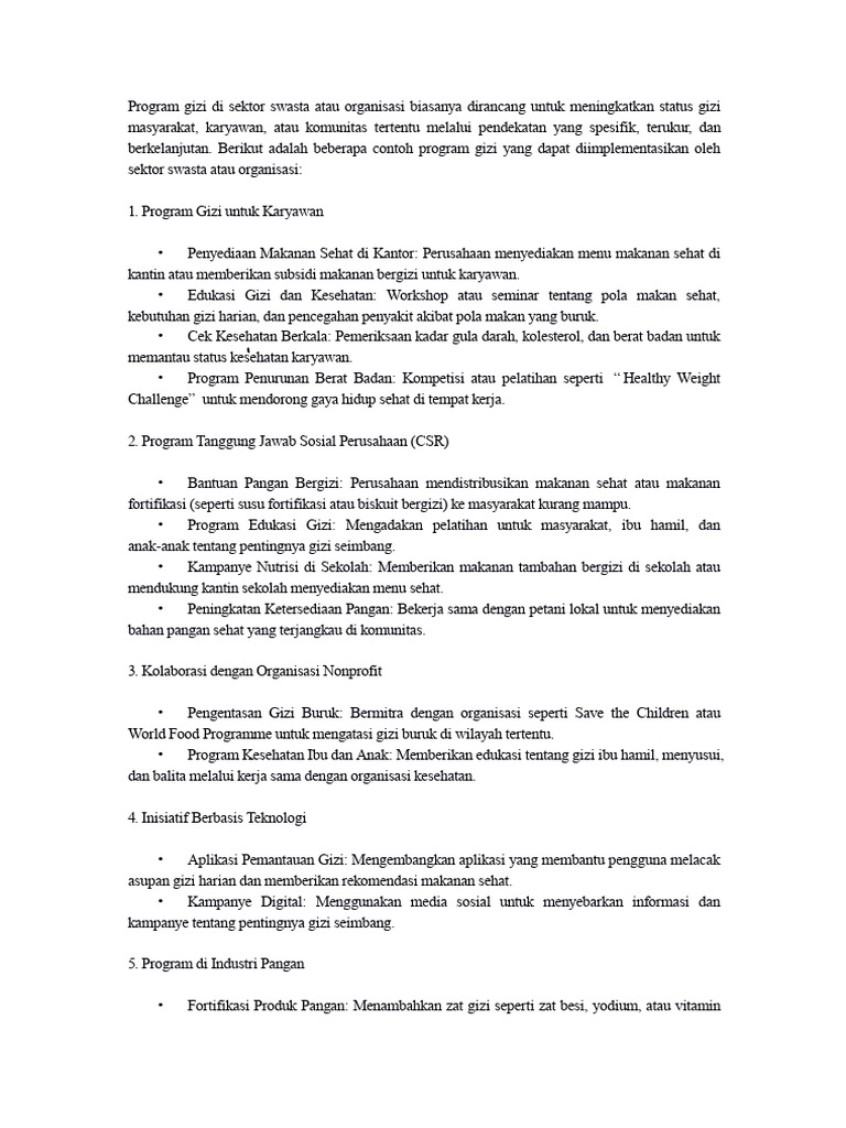 Program Gizi Di | PDF