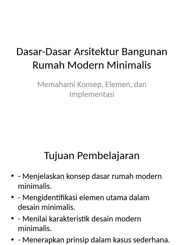 Dasar Dasar Arsitektur Modern Minimalis | PDF