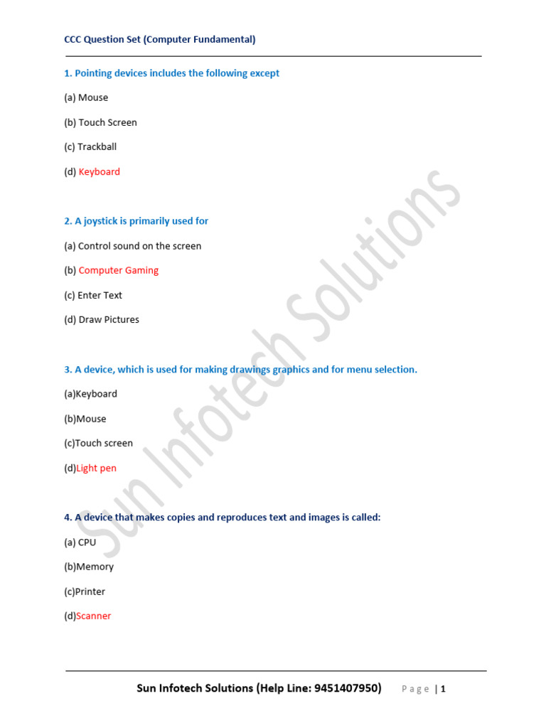 Computer Fundamentals Quiz Questions | PDF | Computer Data Storage ...