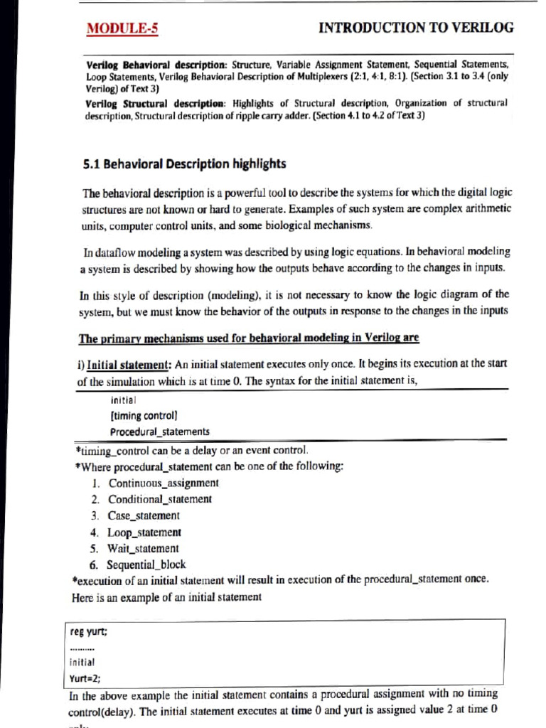 Verilog Behavioral and Structural Modeling | PDF | Computer Programming ...