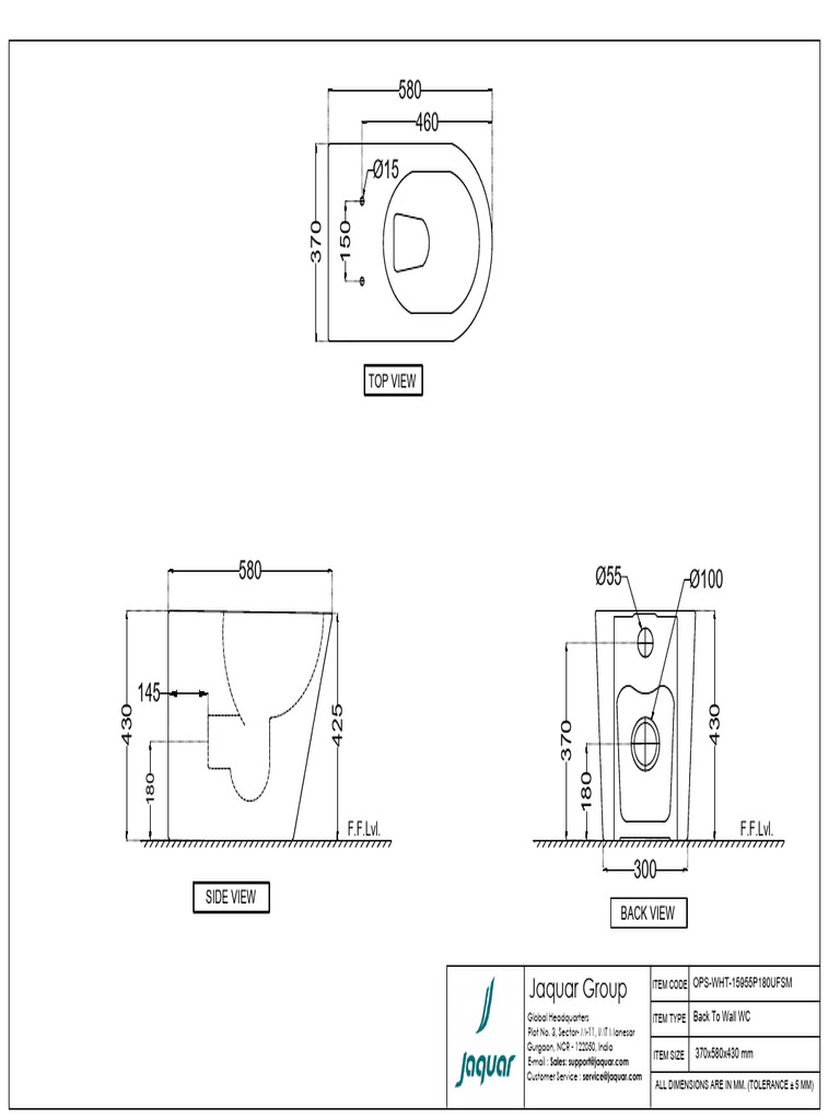 Back To Wall WC Dimensions & Specs | PDF