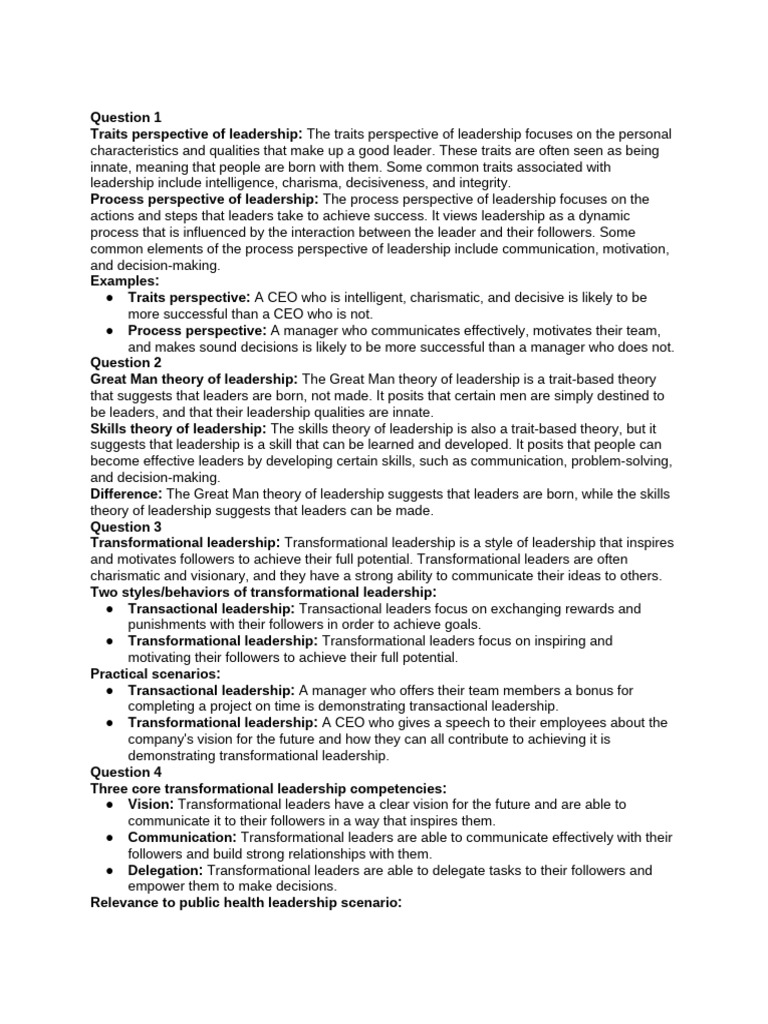 Answer This Questions | PDF | Transformational Leadership | Leadership