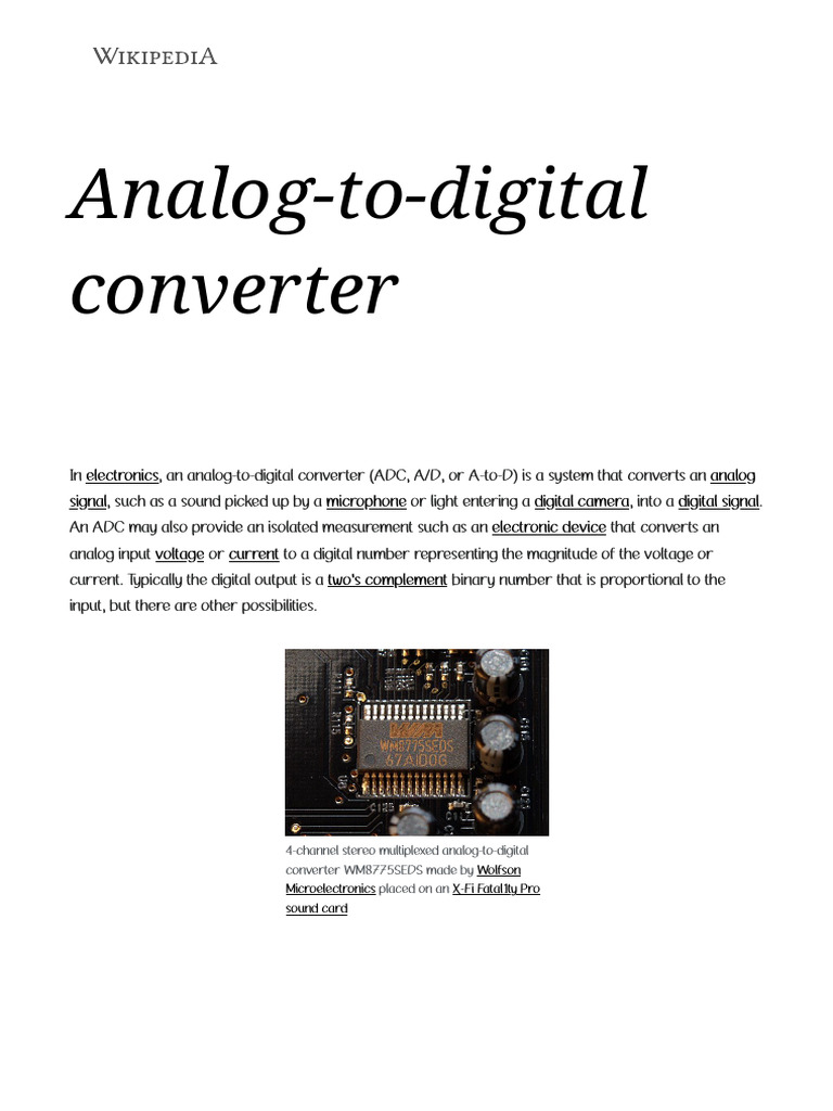 Analog-To-Digital Converter - Wikipedia | PDF | Analog To Digital ...