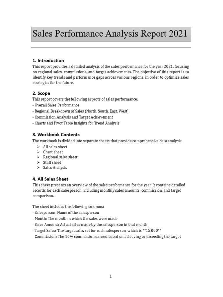 Sales Performance Analysis Report 2021 | PDF
