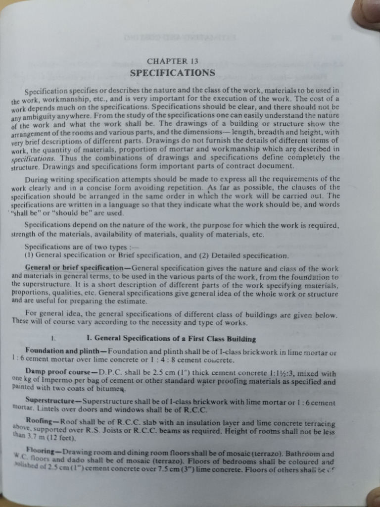 Specification BN Dutta | PDF