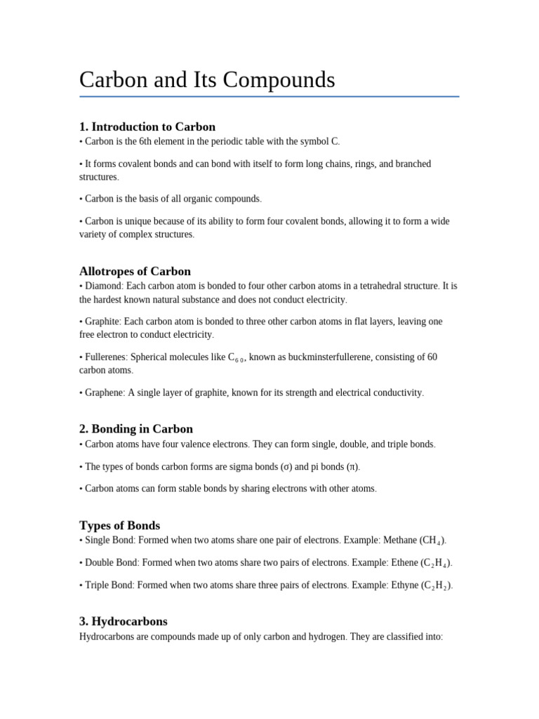 Properties of Carbon and Its Compounds | PDF | Alkene | Carbon