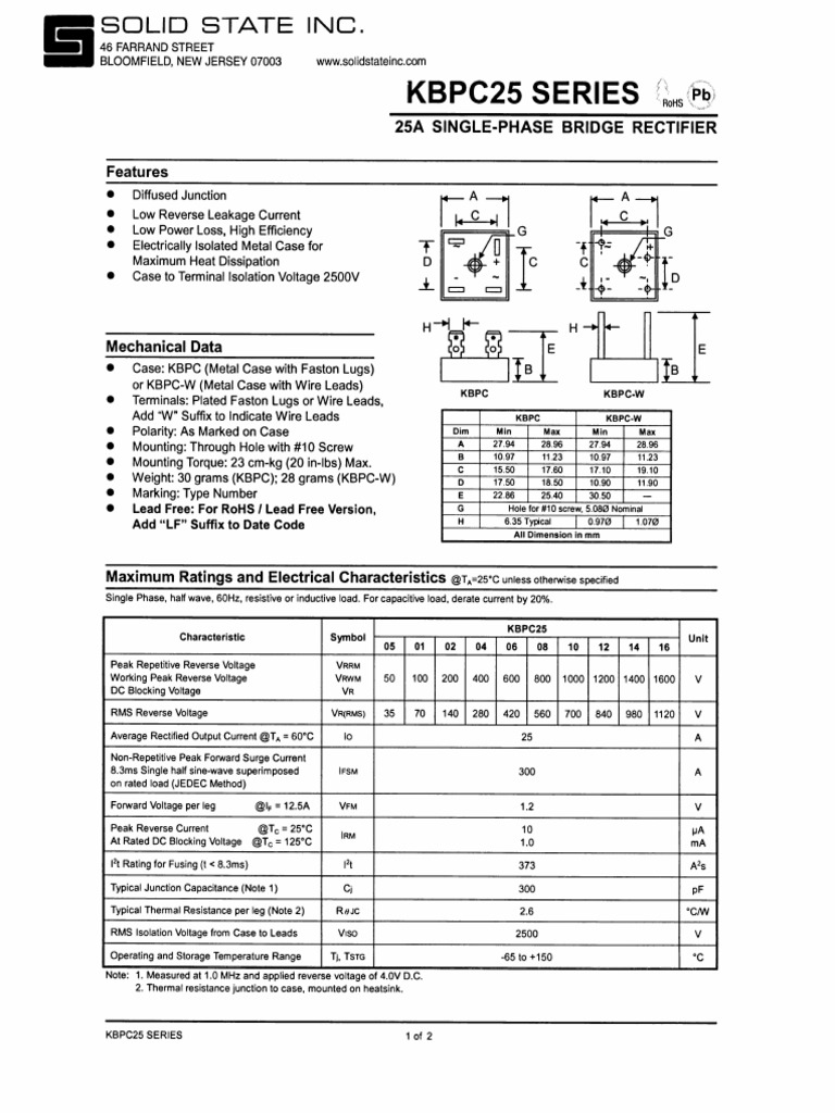 kbpc2510 Datasheet | PDF