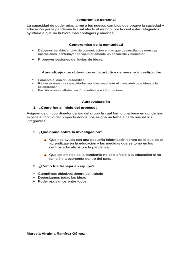 Compromiso Personal | PDF