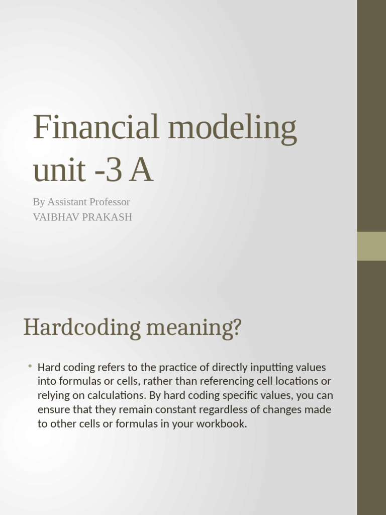 Financial modeling UNIT 3A | PDF | Depreciation | Forecasting