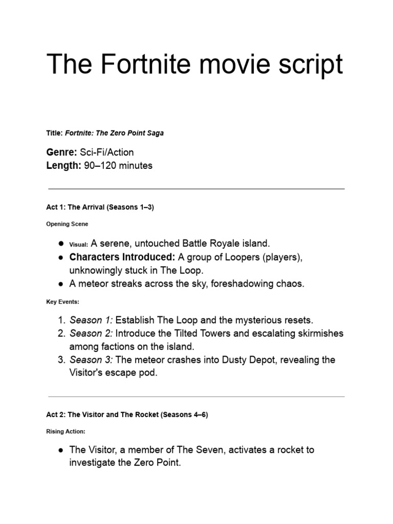 Fortntie Zero Point Saga Script | PDF