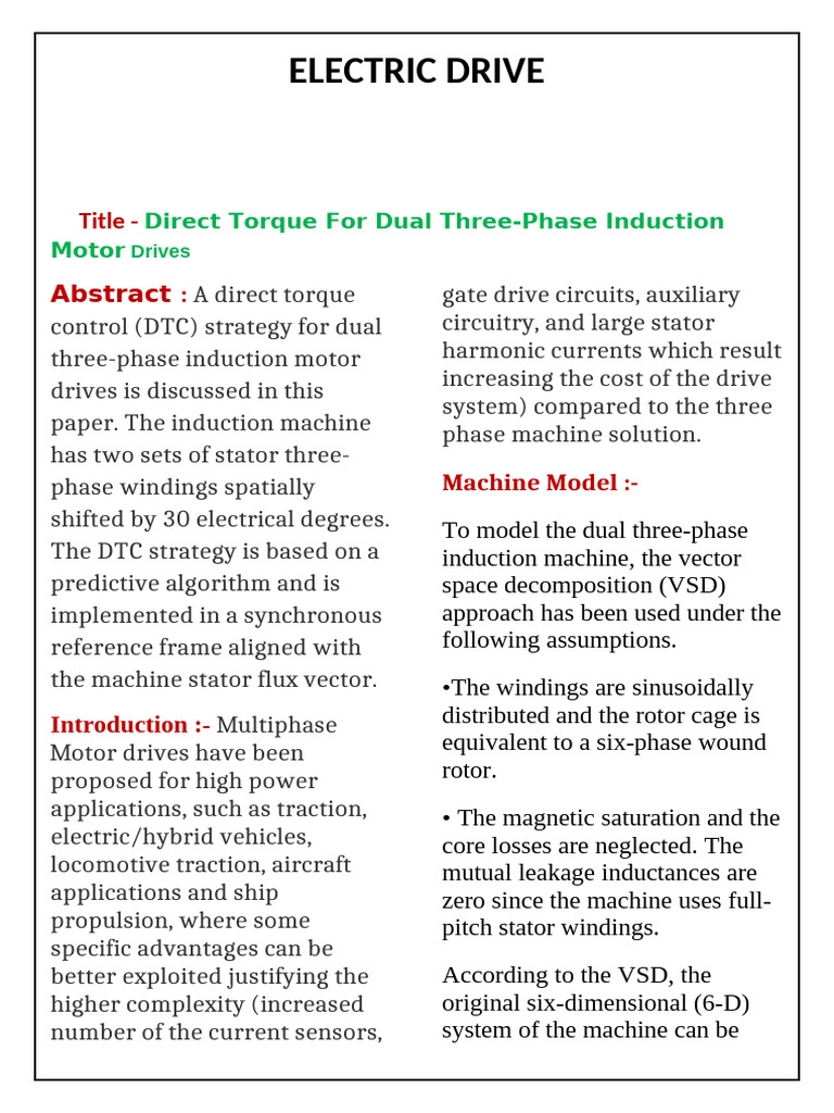 ELECTRIC DRIVE | PDF | Electric Motor | Electrical Engineering