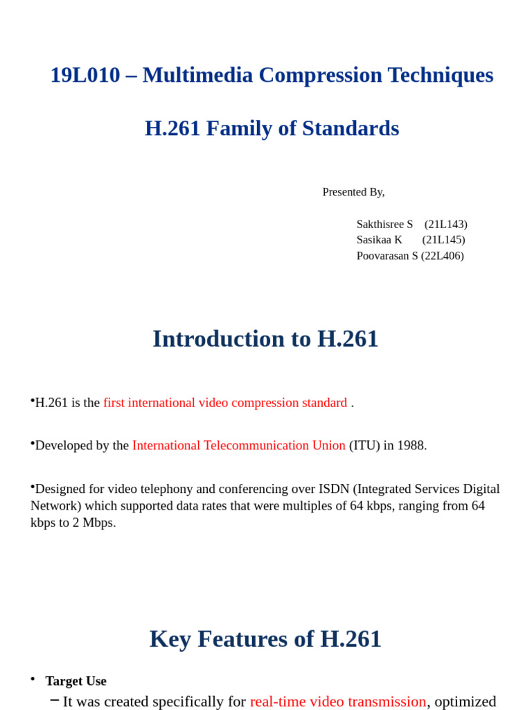 H.261 Video Compression Overview | PDF | Data Compression | Video