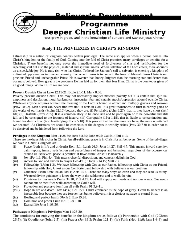 Privileges in Christ's Kingdom | PDF | Jesus | Salvation